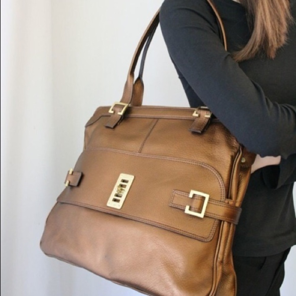 💯AUTH MULBERRY Maggie gold bronze purse tote bag